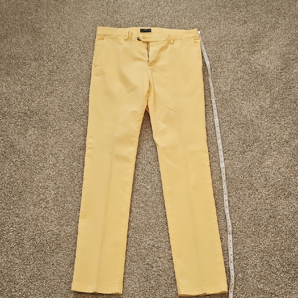 P Langella Gorgeous Mens Yellow Straight-Leg Pants, Like New, Waist 34
